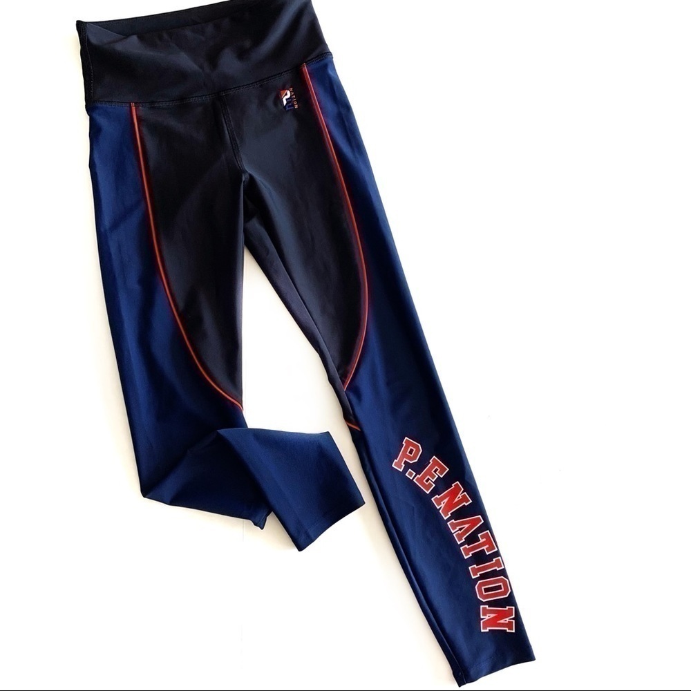 P.E. Nation | Colorblock Black Blue Leggings XS